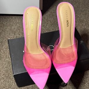Fashion Nova Vibrant Pink Clear Heels